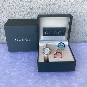 Vintage Gucci 11/12,2 Interchangeable Bezel Watch Gold Tone Preowned Condition